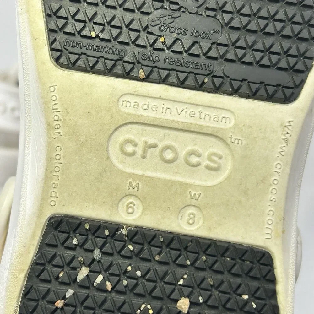 CROCS Bistro Work Clogs Mens 6 Women’s 8 White Slip-Resistant Shoes